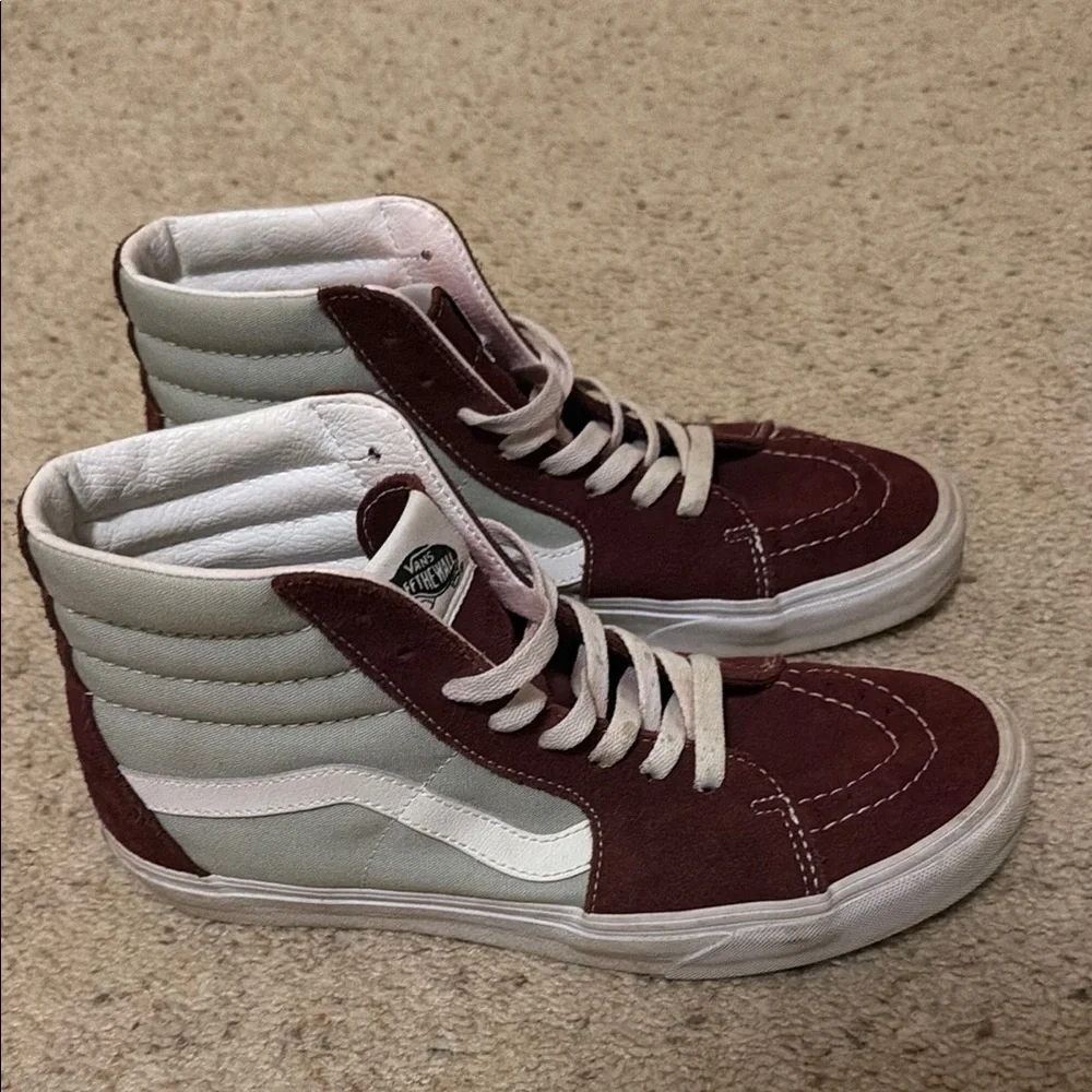 Vans Maroon and White High-Top Sneakers - Picture 4 of 7